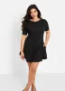 Essential Boat Neck Mini Skater Dress - Black sold by Rebdolls