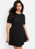 Essential Boat Neck Mini Skater Dress - Black sold by Rebdolls