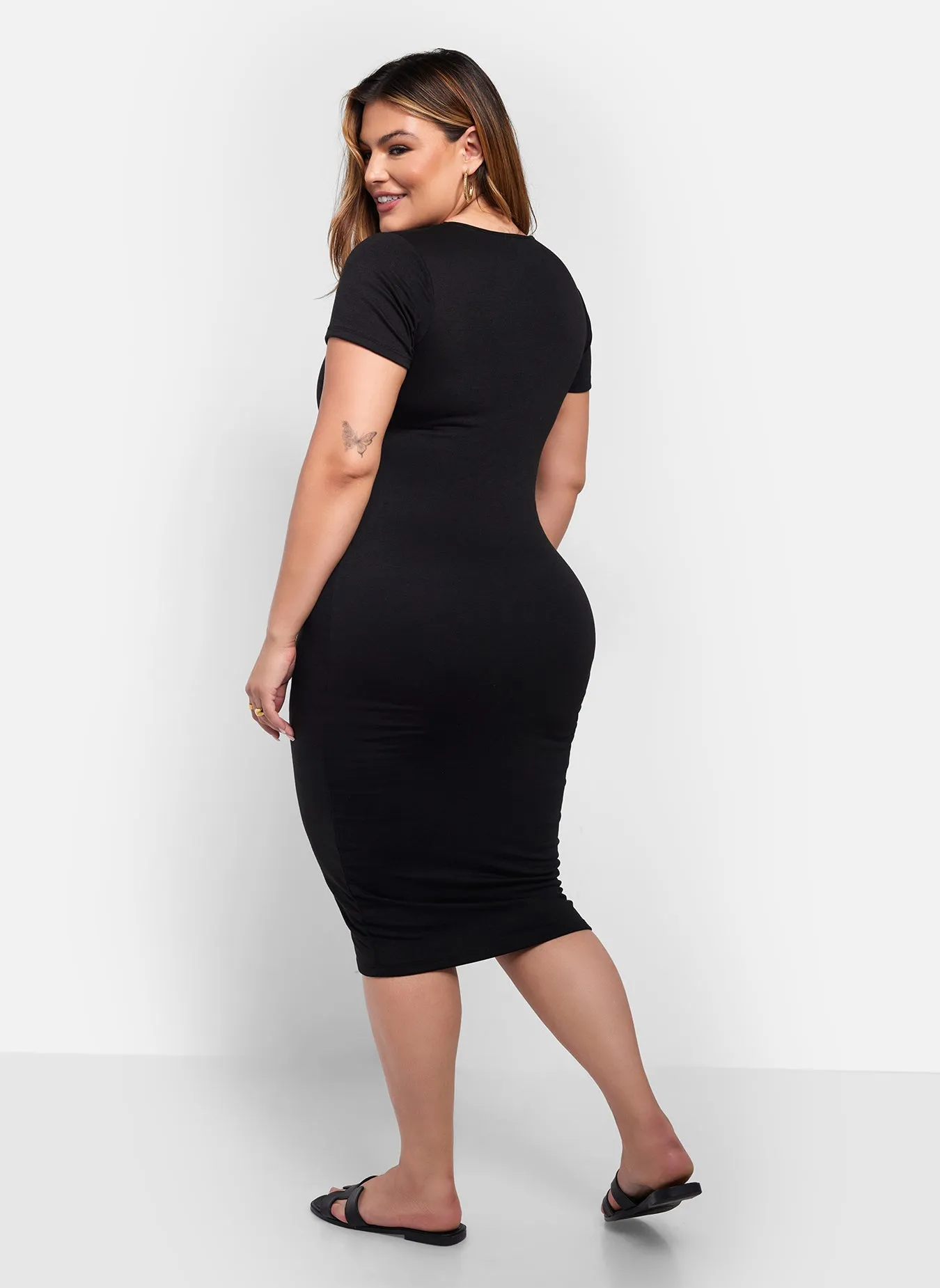 Essential Scoop Neck Midi Bodycon Dress - Black sold by Rebdolls product image thumbnail 4