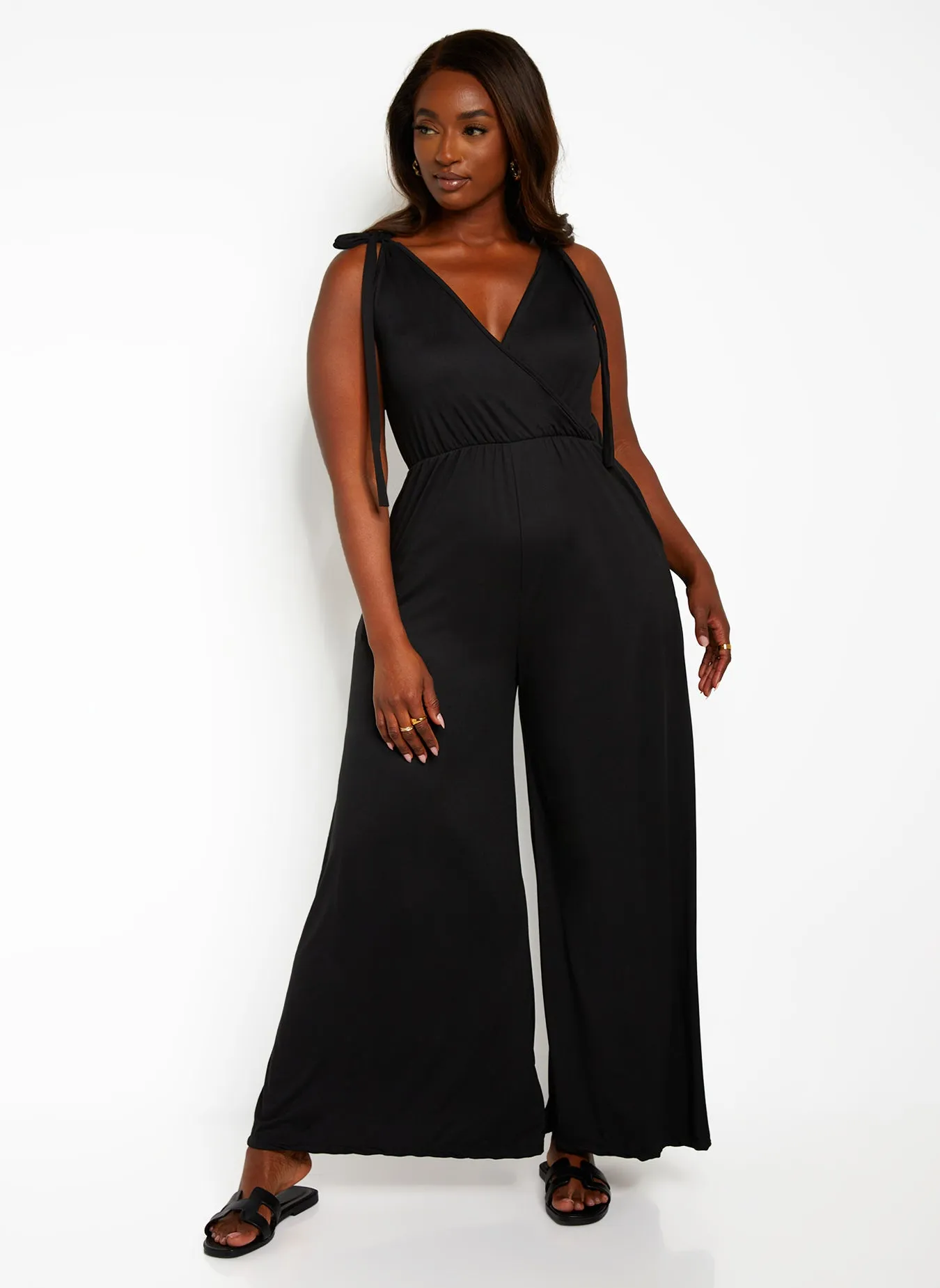 Good Evening Tie Strap Wide Leg Jumpsuit sold by Rebdolls product image thumbnail 2