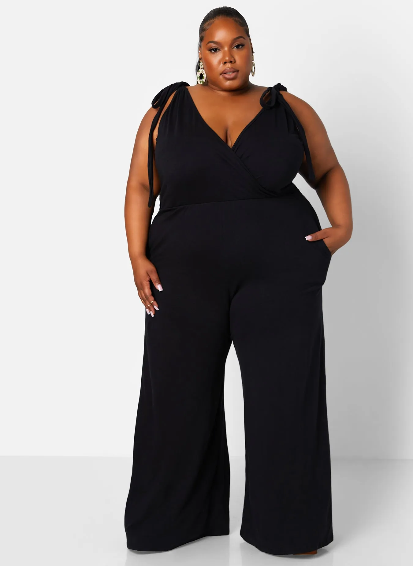 Good Evening Tie Strap Wide Leg Jumpsuit sold by Rebdolls