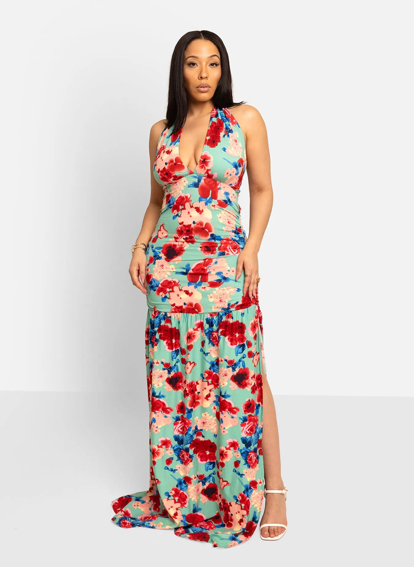 Azalea Halter Floral Maxi Dress sold by Rebdolls product image thumbnail 2