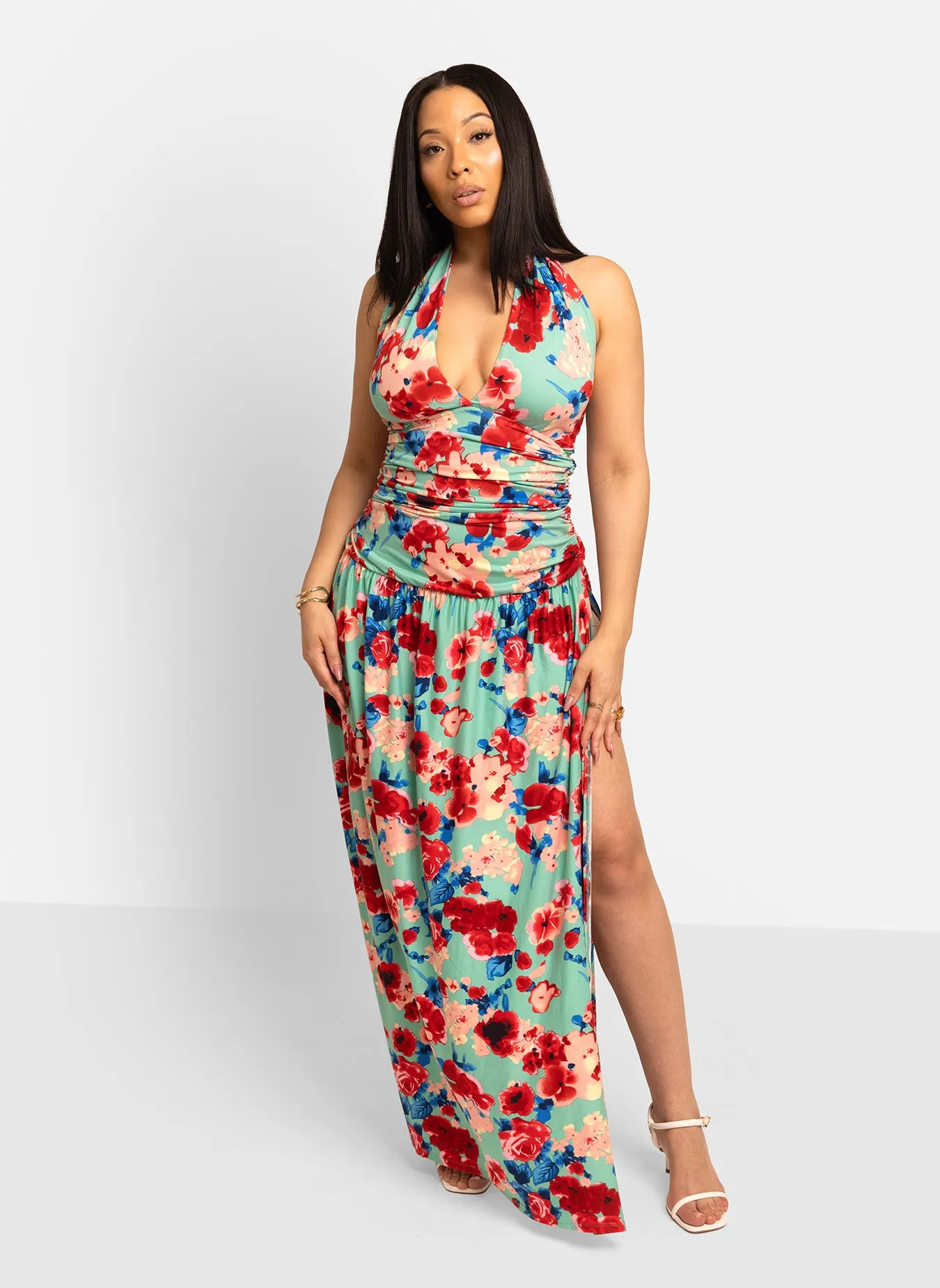 Azalea Halter Floral Maxi Dress sold by Rebdolls product image thumbnail 5
