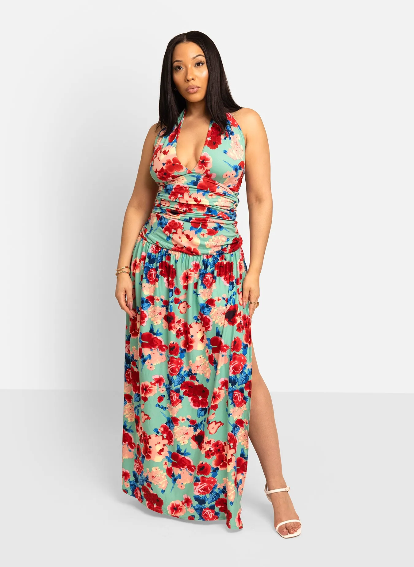 Azalea Halter Floral Maxi Dress sold by Rebdolls product image thumbnail 4