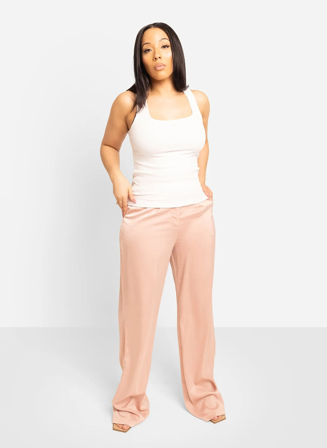 Essential Ribbed Squared Neck Tank - White sold by Rebdolls product image thumbnail 2