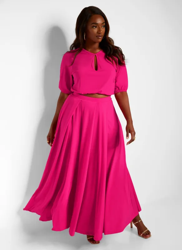 Twyla Pleated Maxi Skater Skirt sold by Rebdolls