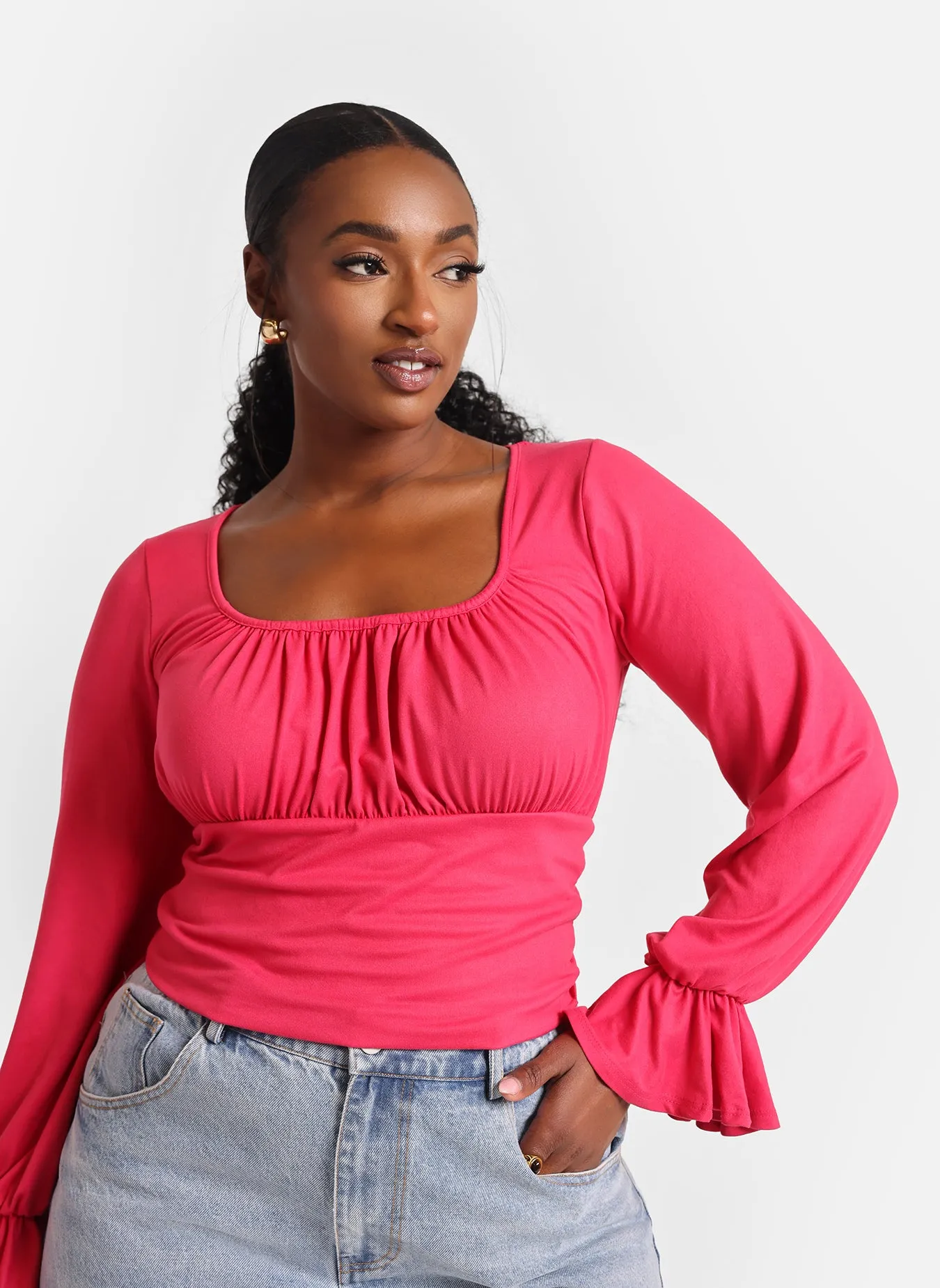 Lucy Peasant Bell Sleeve Blouse sold by Rebdolls