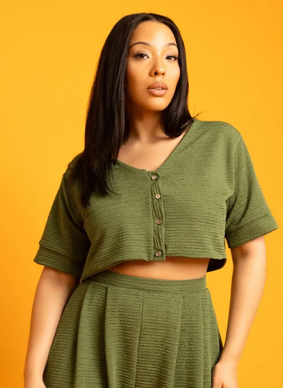 Tina Button Down Crop Top sold by Rebdolls