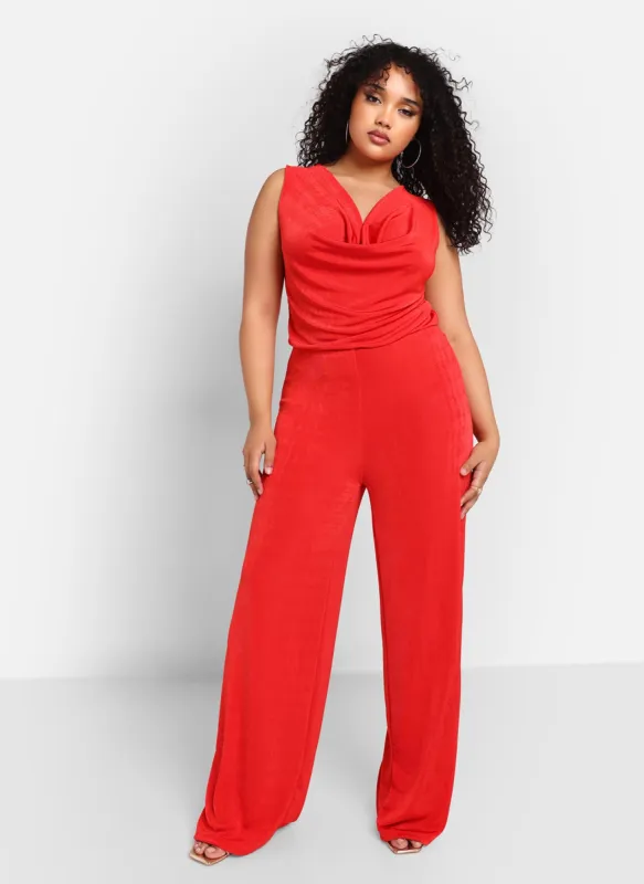 Virginia Slinky Cowl Neck Wide Leg Jumpsuit sold by Rebdolls