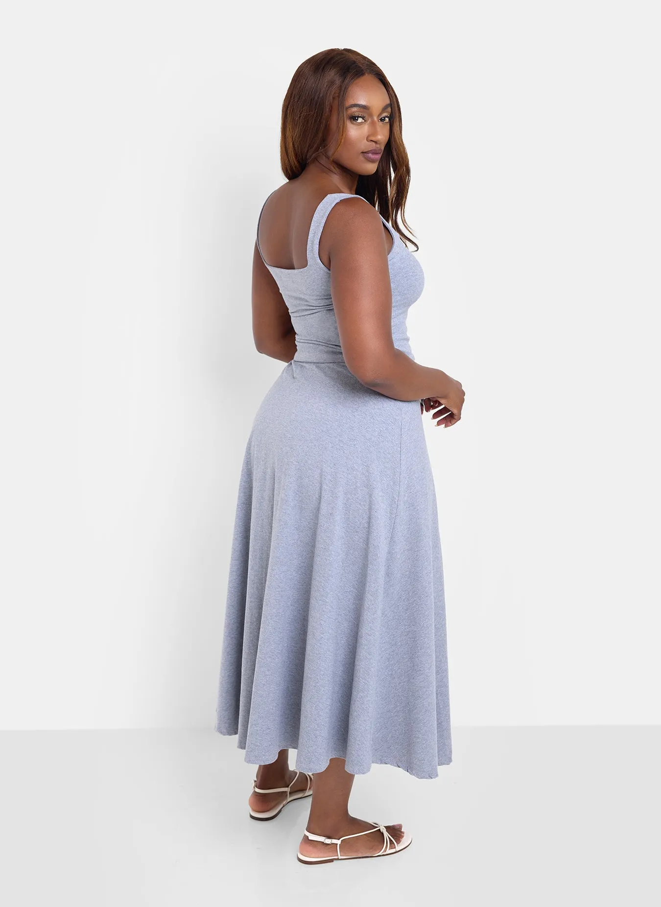 Essential A-Line Cotton Midi Skirt - Grey sold by Rebdolls product image thumbnail 4