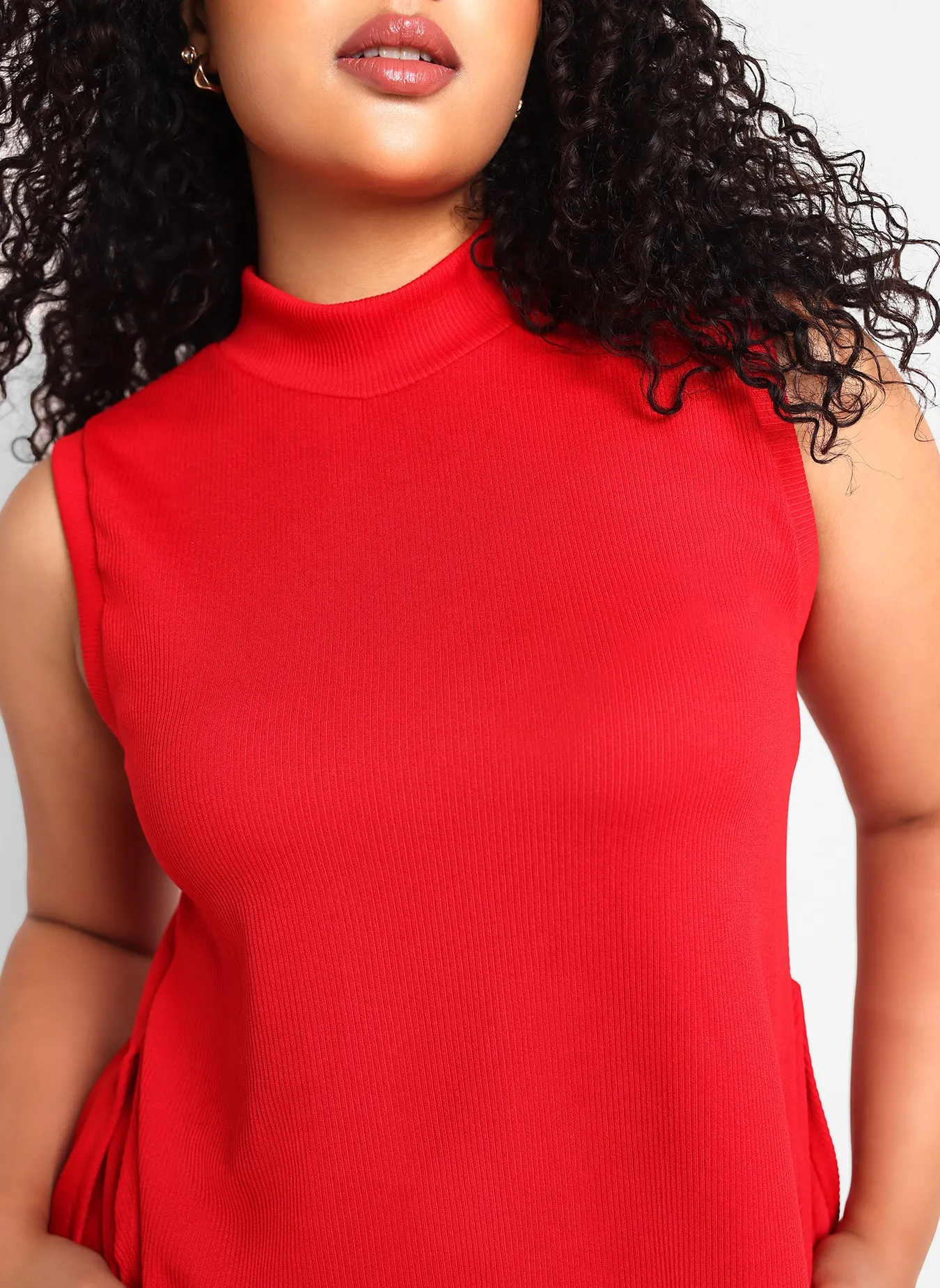 Shayla Ribbed Double Slit Sleeveless Top sold by Rebdolls product image thumbnail 4