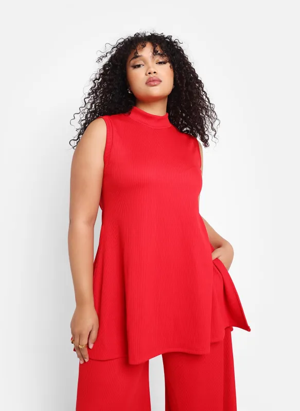 Shayla Ribbed Double Slit Sleeveless Top sold by Rebdolls