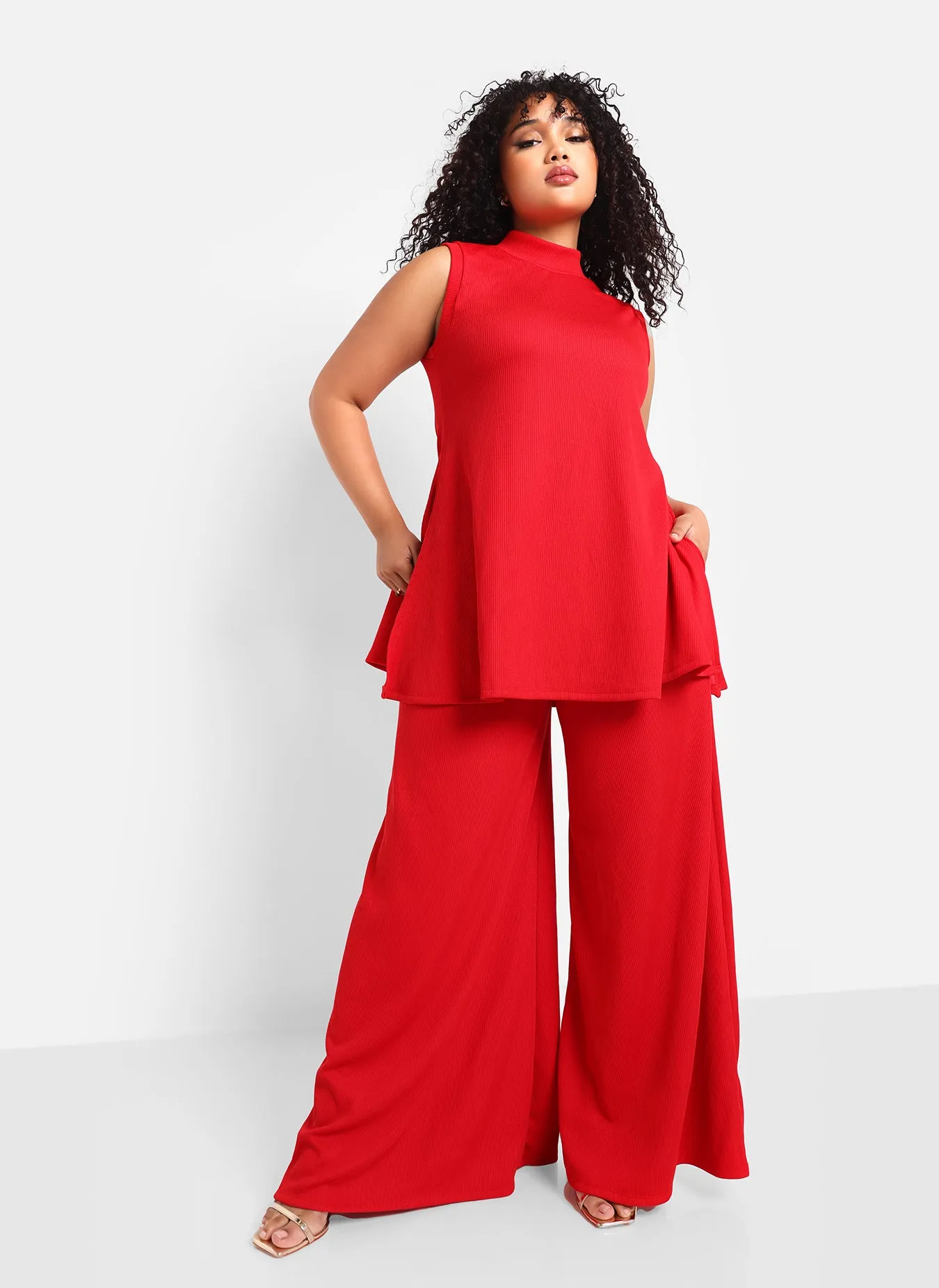 Shayla Ribbed Double Slit Sleeveless Top sold by Rebdolls product image thumbnail 3