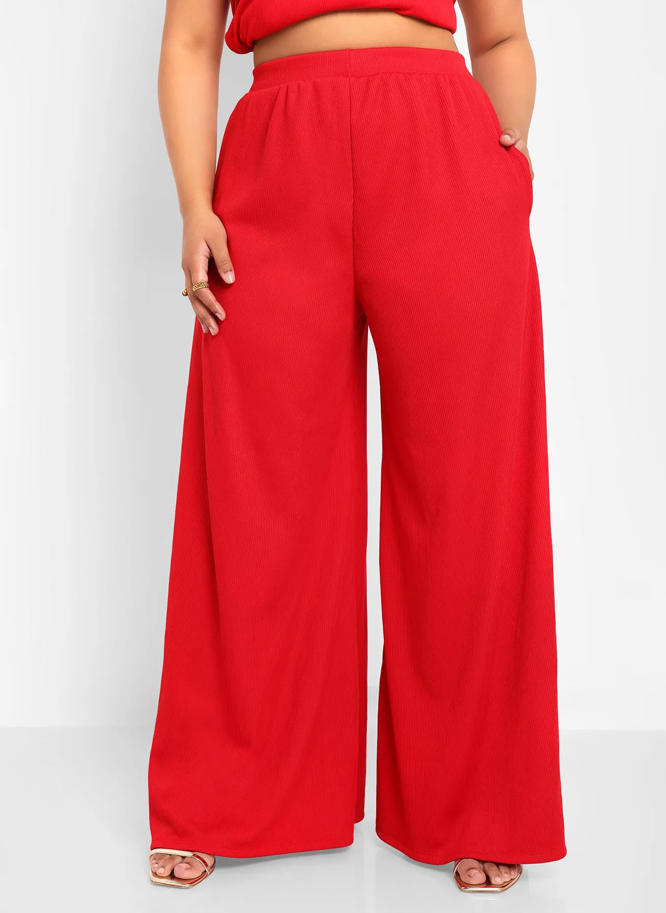 Shayla Ribbed Wide Leg Pants W. Pockets sold by Rebdolls product image thumbnail 4