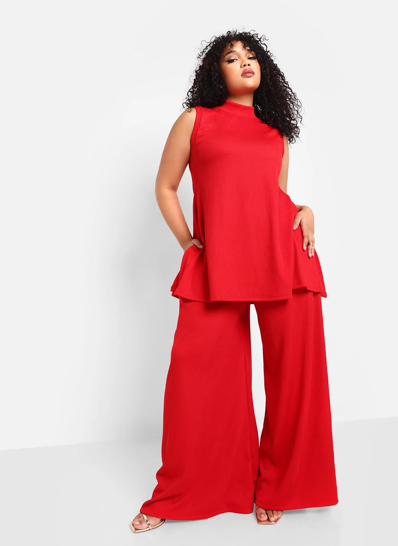Shayla Ribbed Wide Leg Pants W. Pockets sold by Rebdolls product image thumbnail 2