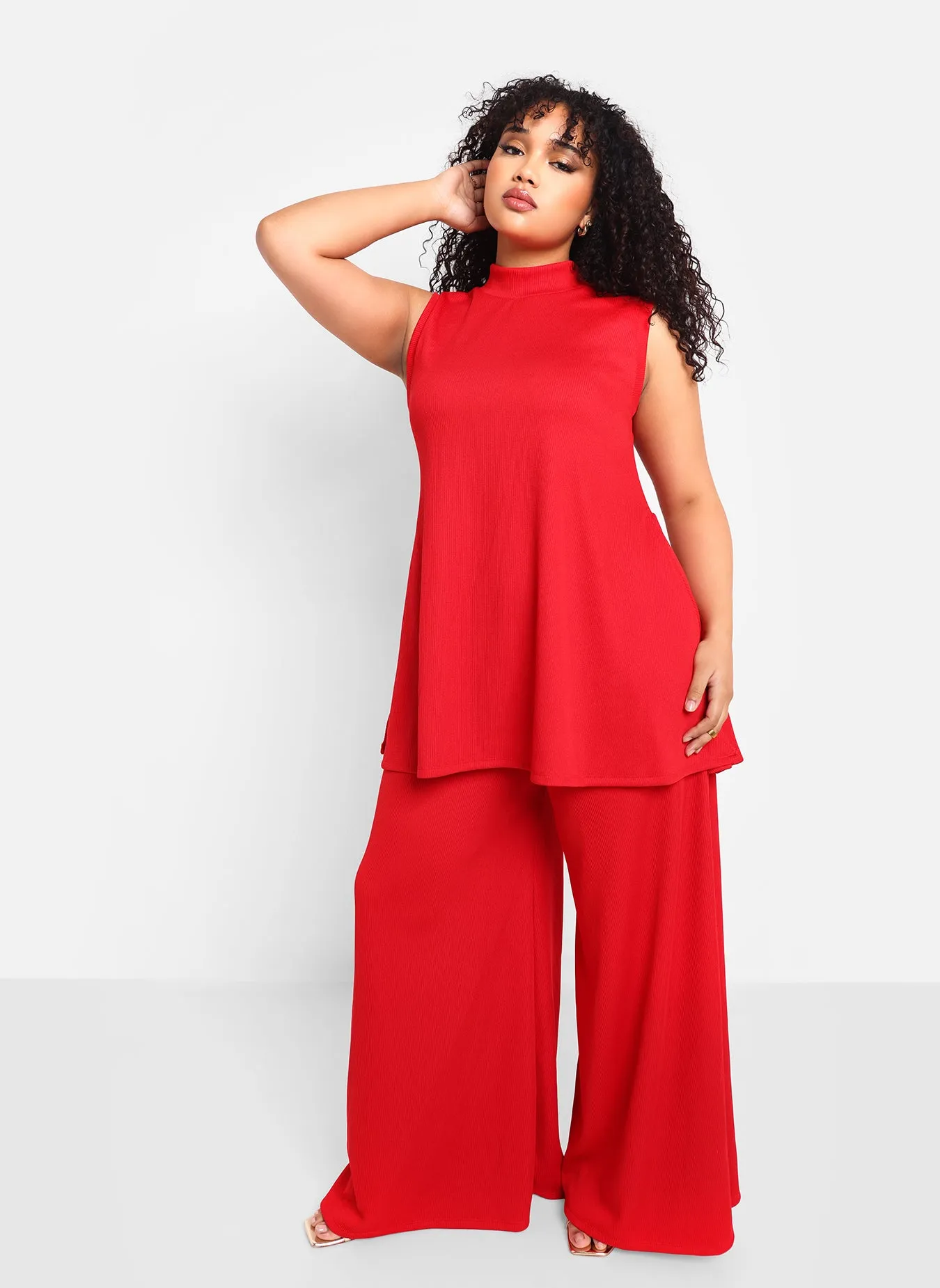 Shayla Ribbed Wide Leg Pants W. Pockets sold by Rebdolls product image thumbnail 3