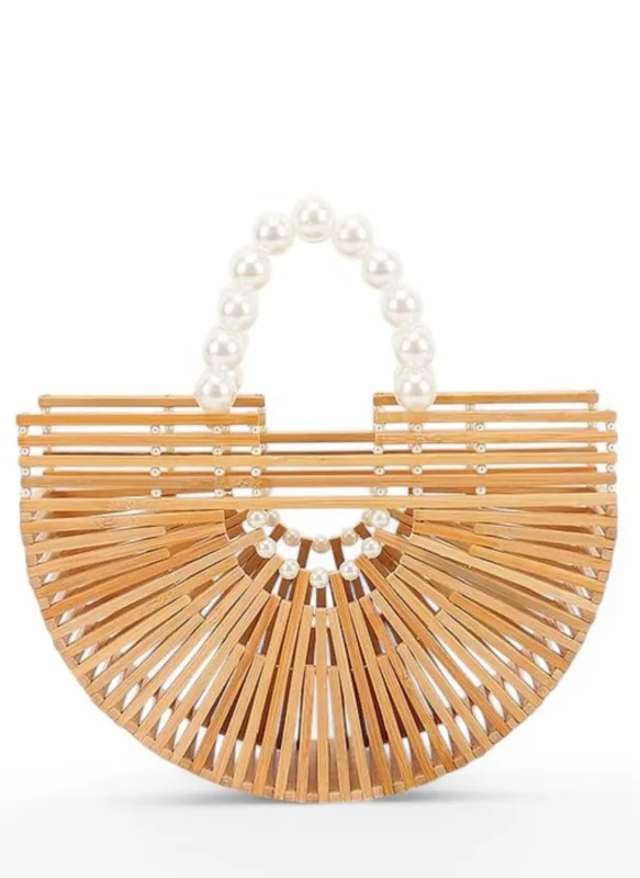 Bamboo Structure Half Circle Clutch Bag sold by Rebdolls