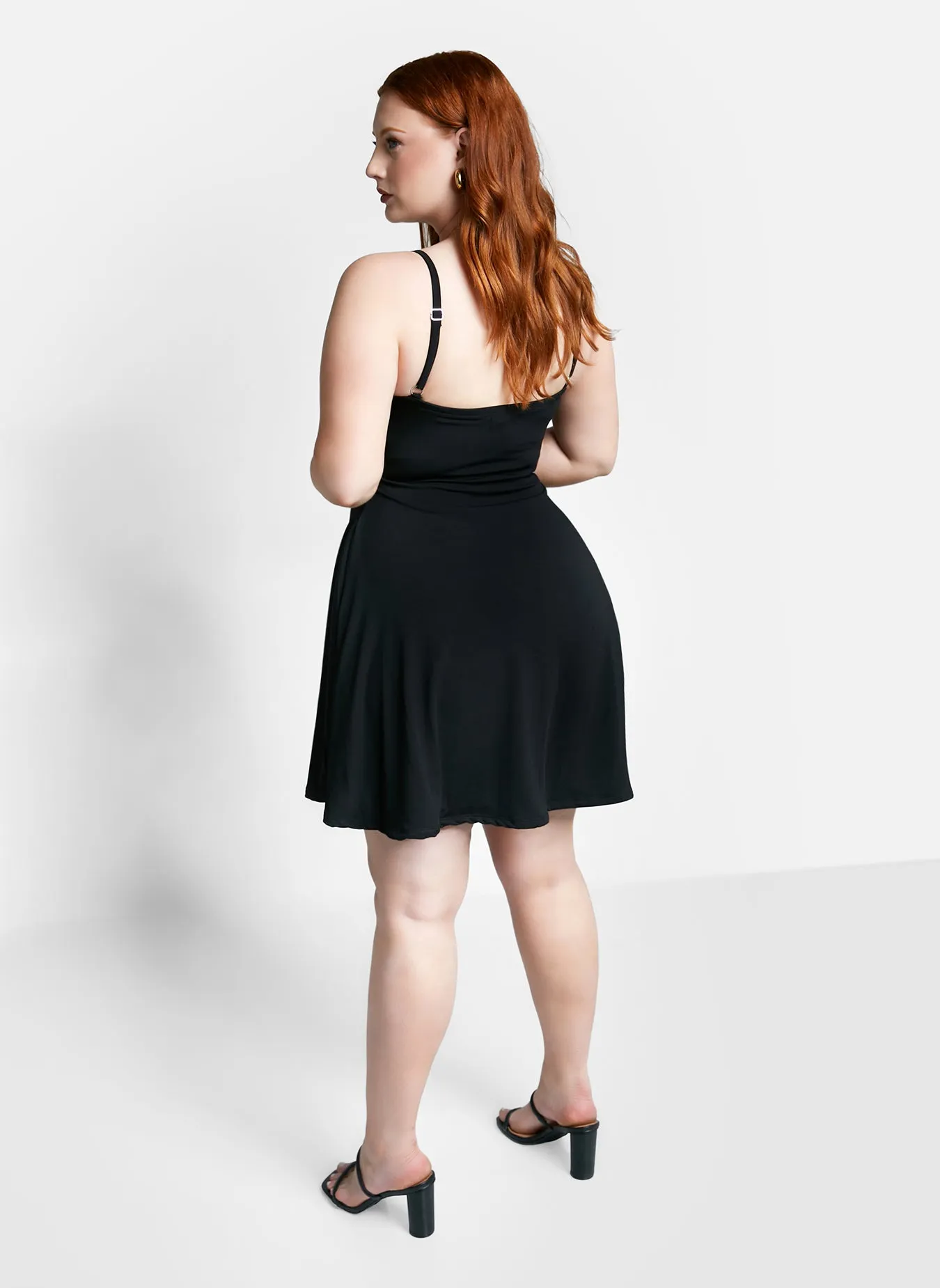 Essential V Neck Cotton Strappy Mini Skater Dress - Black sold by Rebdolls product image thumbnail 4