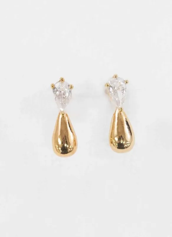 Droplet Stone Earrings | Gold sold by Rebdolls