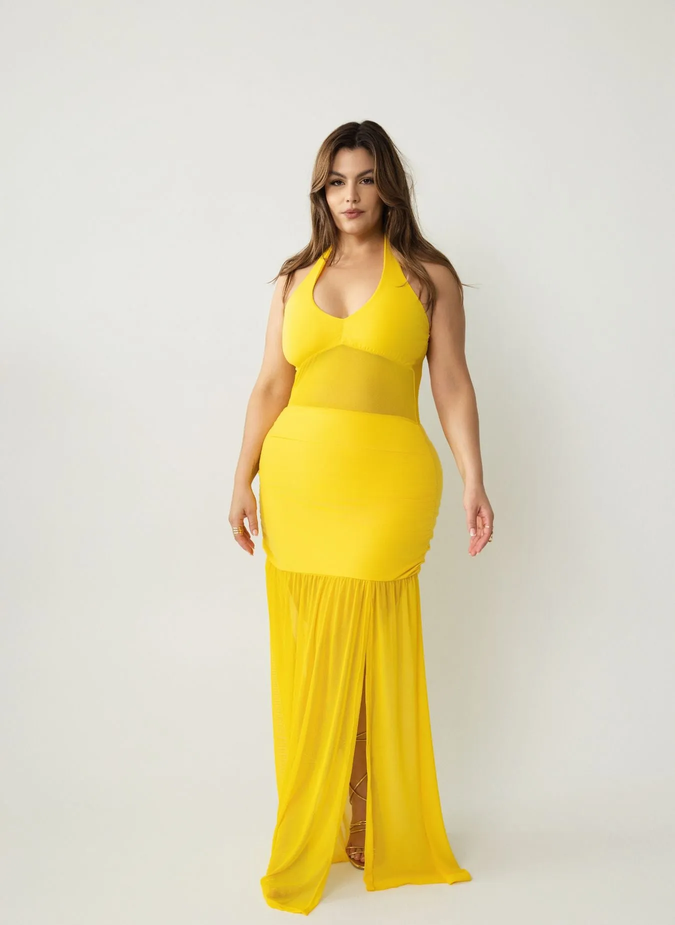 Malia Halter Mesh Ruched Maxi Dress sold by Rebdolls product image thumbnail 2