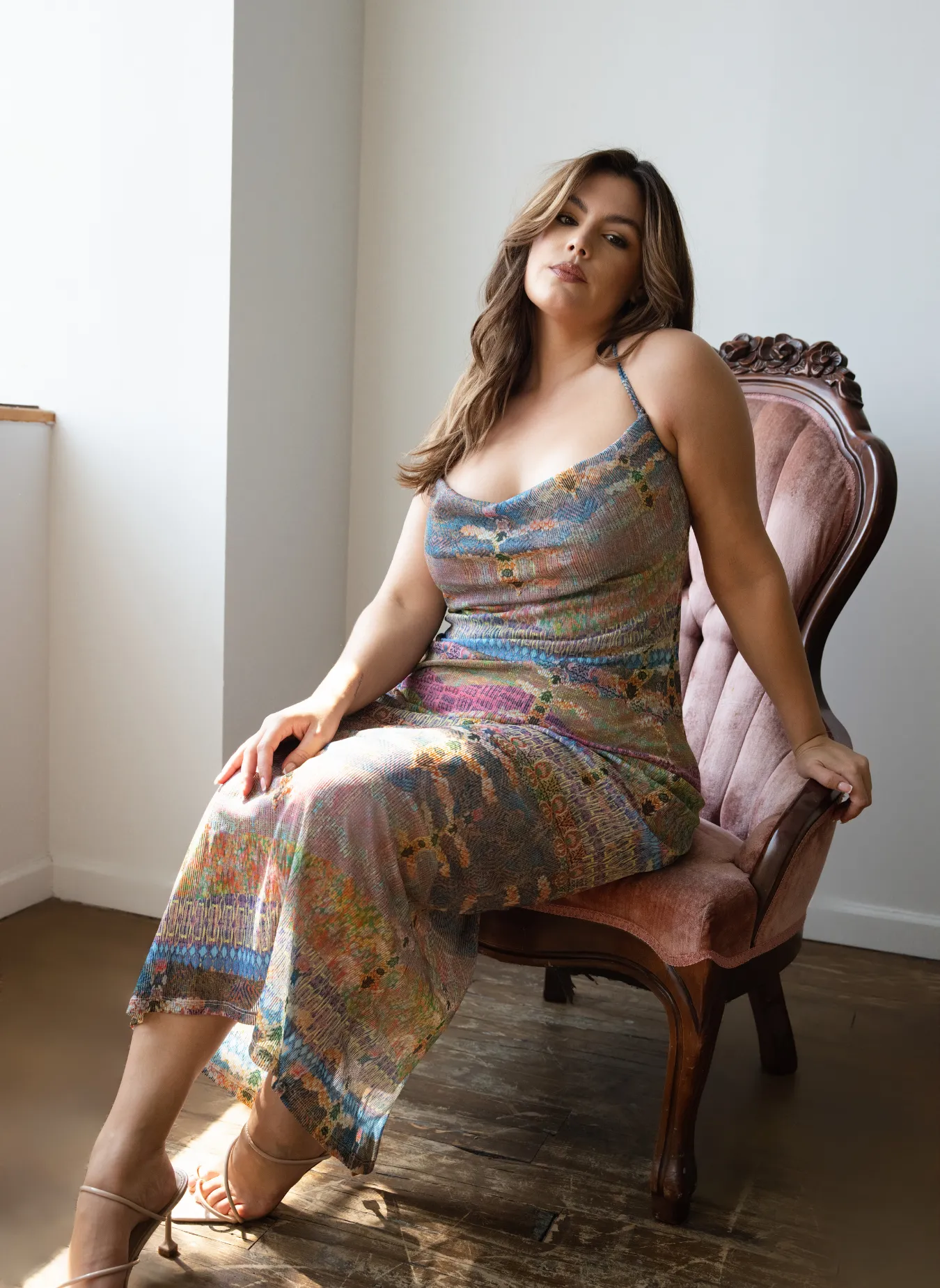 Emma Halter Printed Mesh Maxi Dress sold by Rebdolls