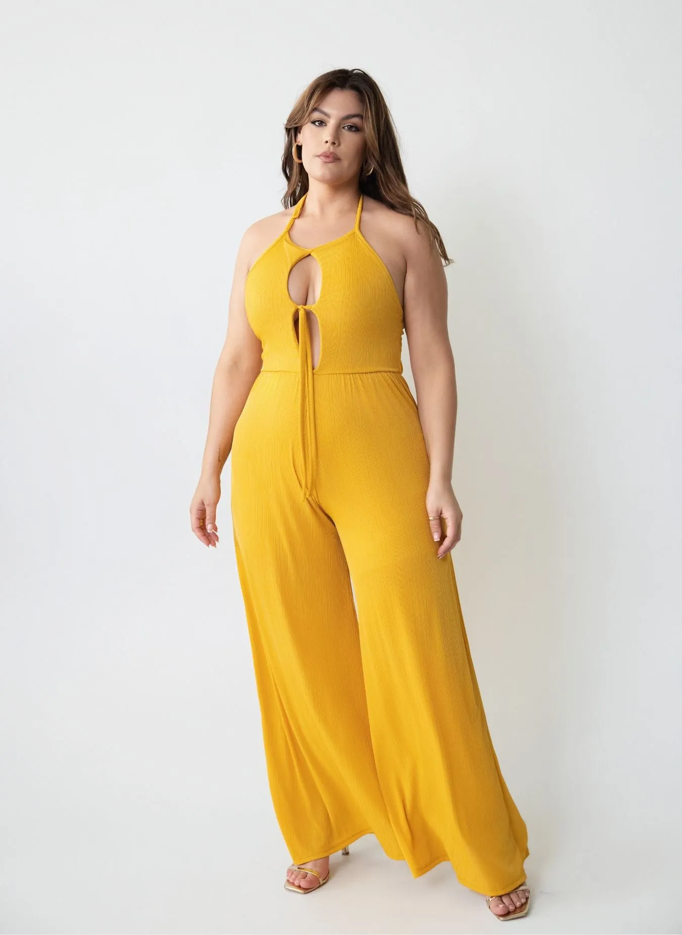 Sophy Halter Slinky Wide Leg Jumpsuit sold by Rebdolls product image thumbnail 2