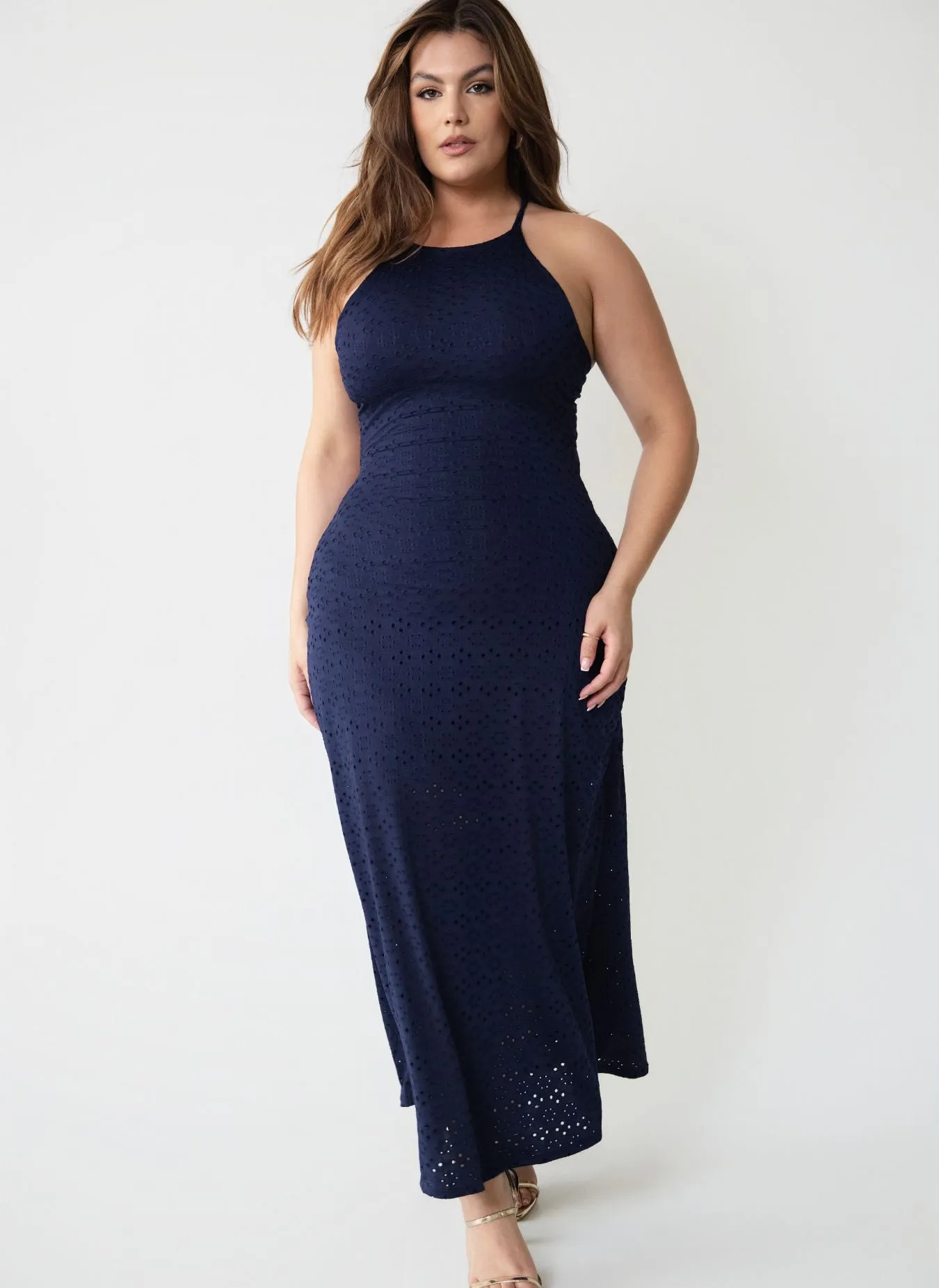 Charlotte Eyelet Open Back Maxi Dress sold by Rebdolls