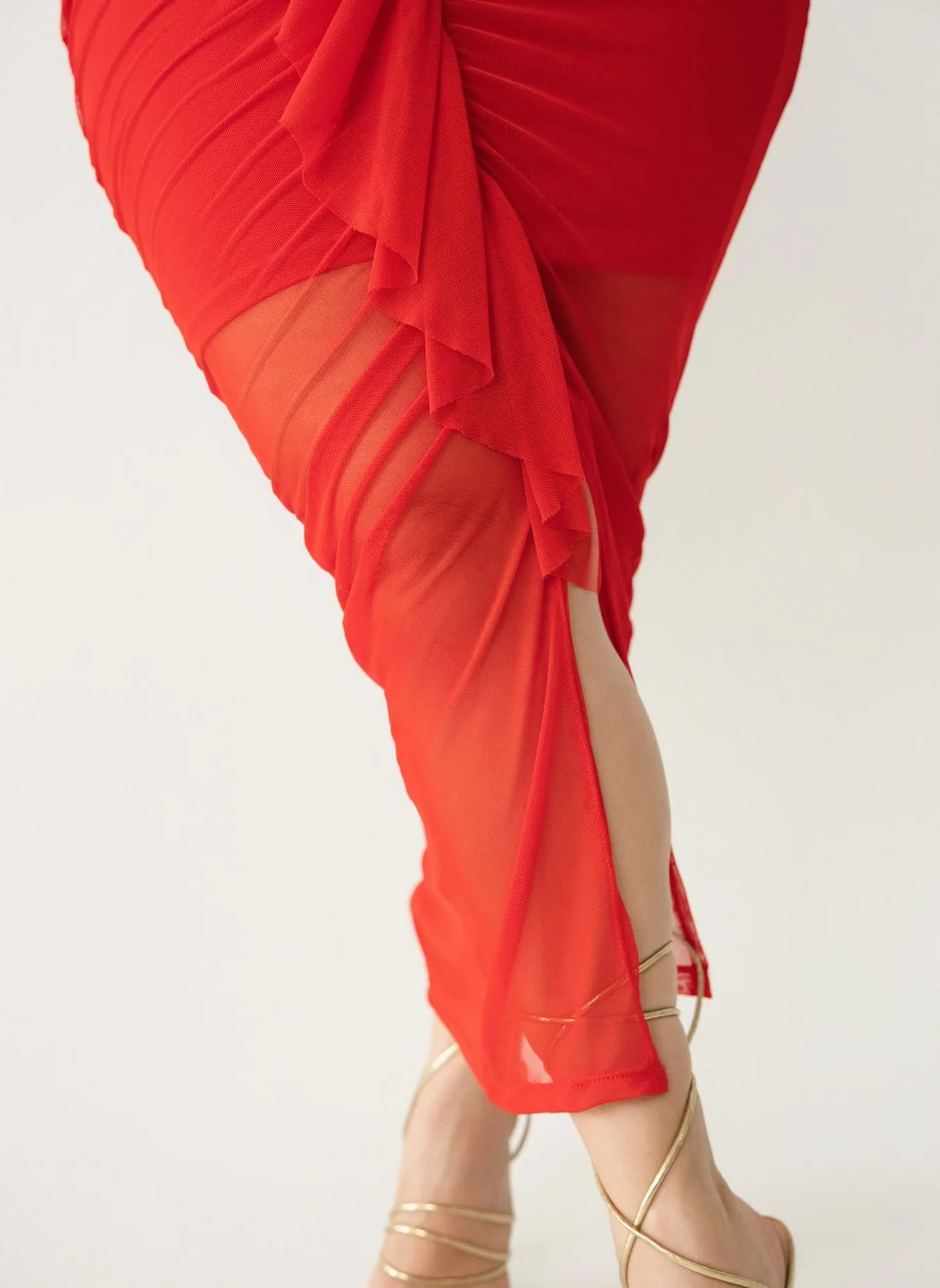 Lenia Ruched Mesh Bodycon Midi Dress sold by Rebdolls product image thumbnail 5