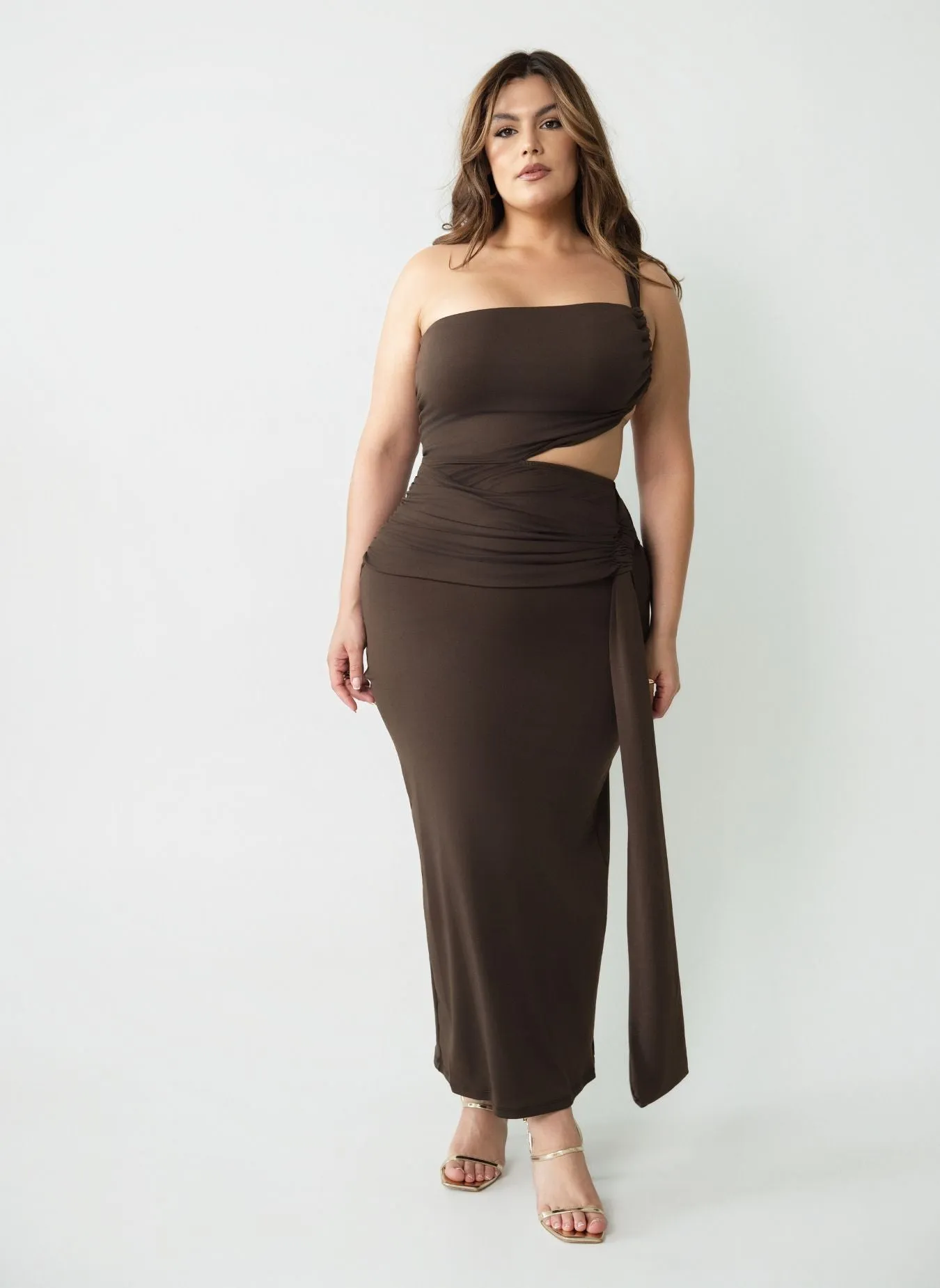 Kris Asymmetrical Ruched Maxi Dress sold by Rebdolls product image thumbnail 2
