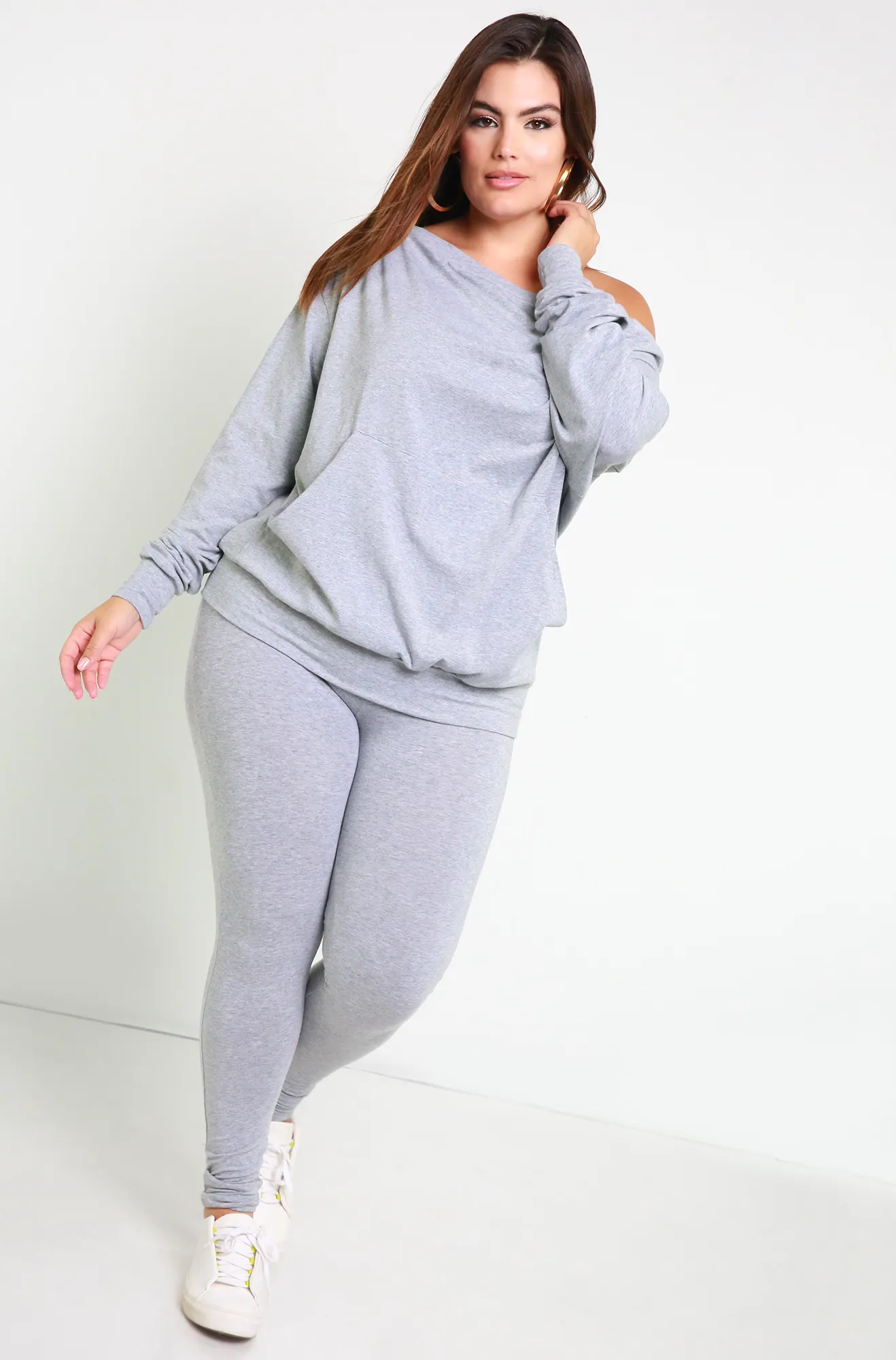 Reassurance Over The Shoulder Sweater & Legging Set - Gray sold by Rebdolls product image thumbnail 2