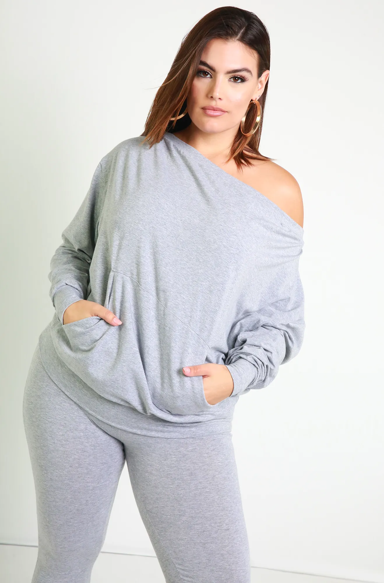 Reassurance Over The Shoulder Sweater & Legging Set - Gray sold by Rebdolls product image thumbnail 3