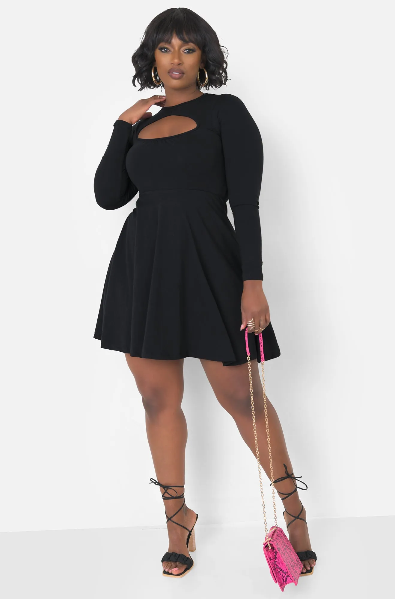 Sweetheart Long Sleeve Skater Mini Dress sold by Rebdolls product image thumbnail 3