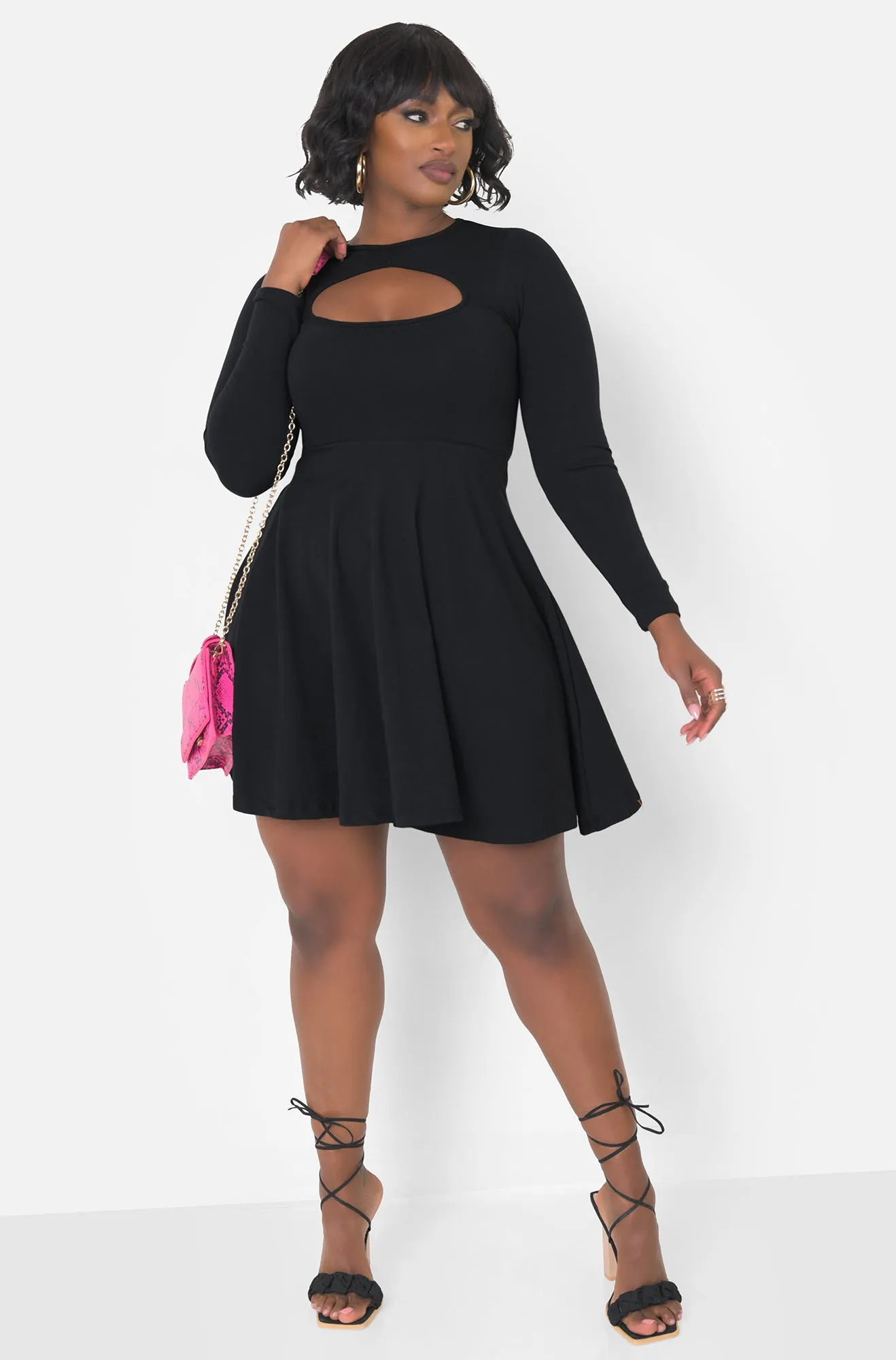 Sweetheart Long Sleeve Skater Mini Dress sold by Rebdolls product image thumbnail 2