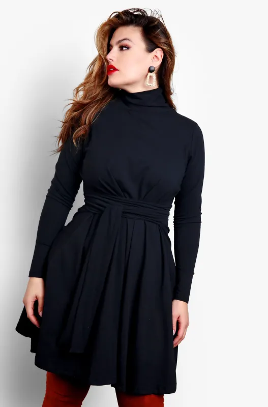 Take Me With You Turtleneck Skater Mini Dress - Black sold by Rebdolls
