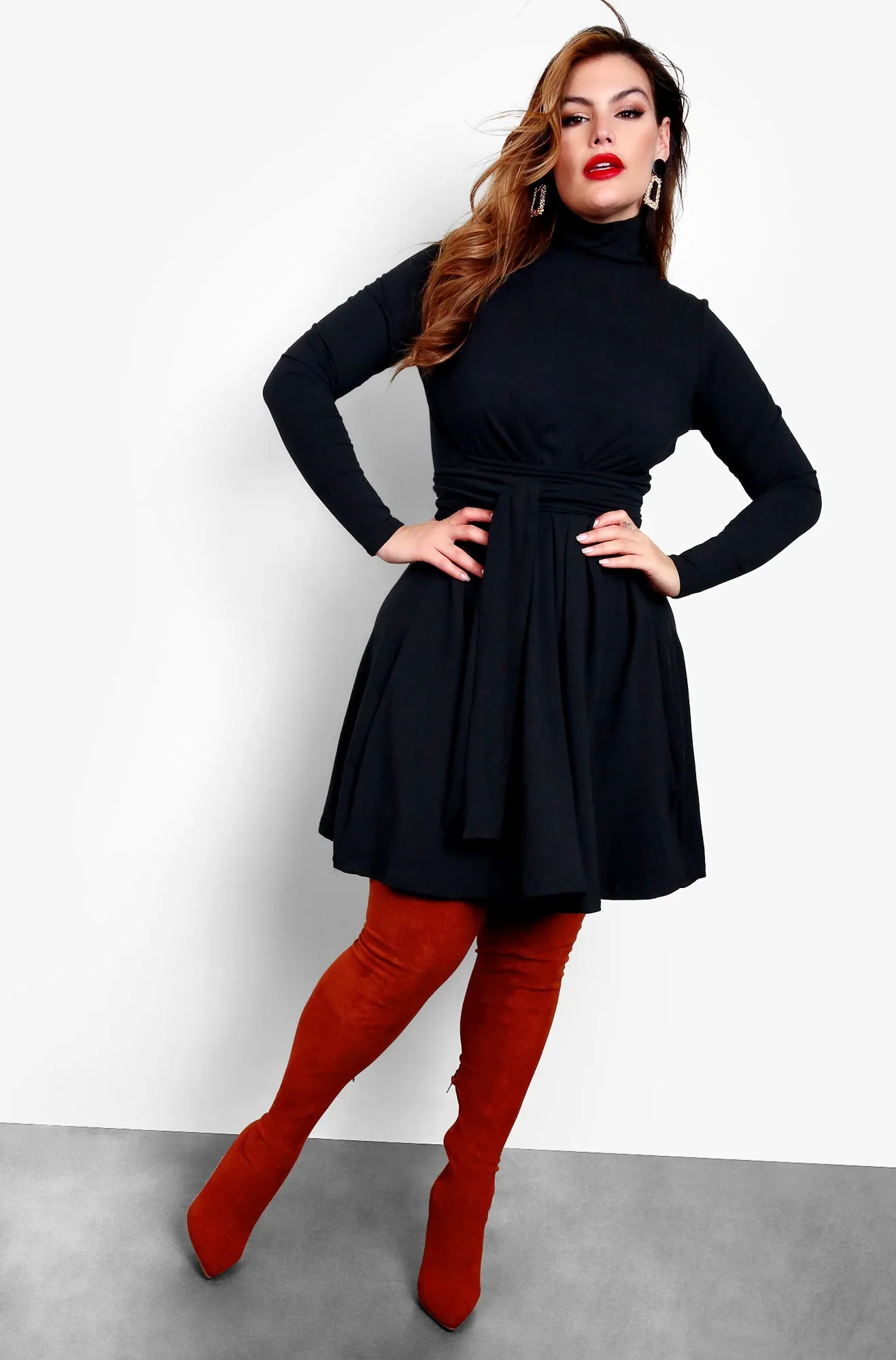Take Me With You Turtleneck Skater Mini Dress - Black sold by Rebdolls product image thumbnail 3