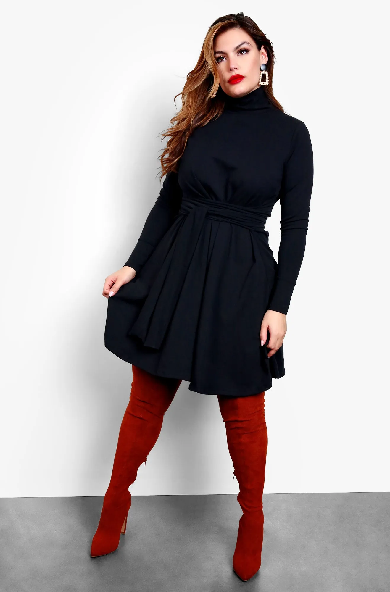 Take Me With You Turtleneck Skater Mini Dress - Black sold by Rebdolls product image thumbnail 2