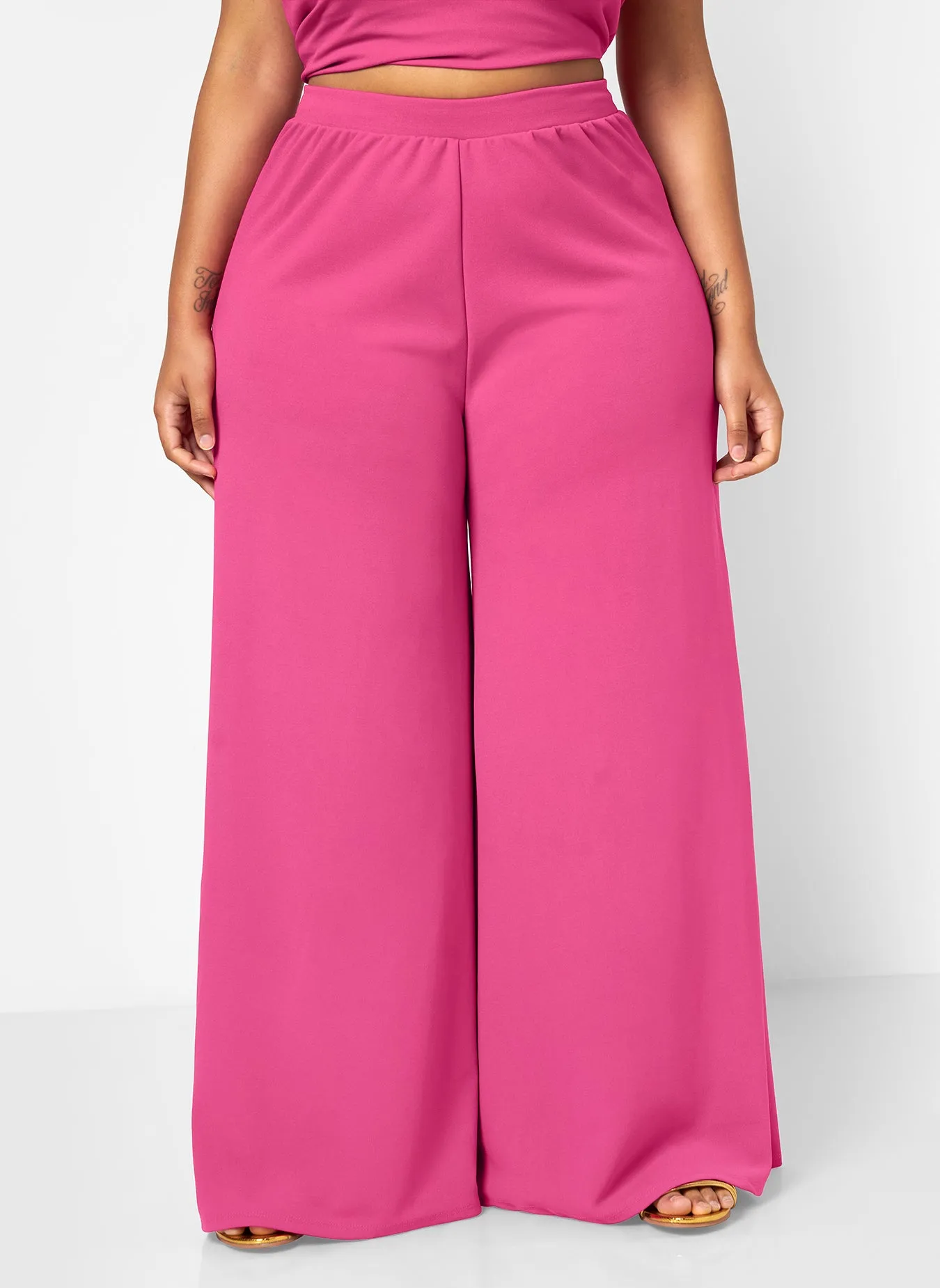 Layla Wide Leg Scuba Pants - Pink sold by Rebdolls product image thumbnail 2