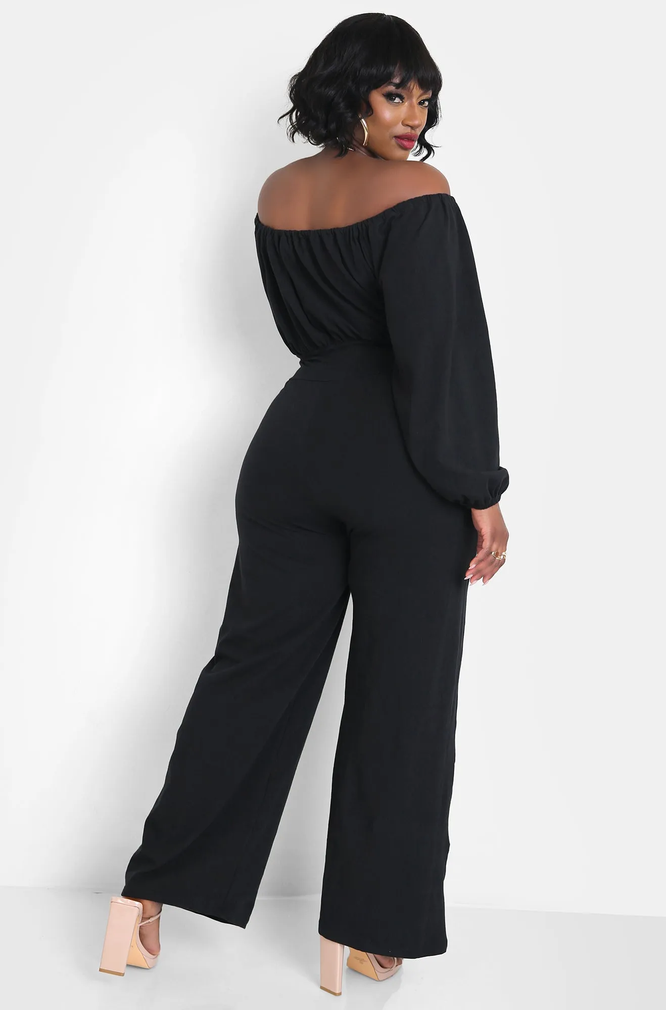 Champagne Toast Tie Front Long Sleeve Jumpsuit - Black sold by Rebdolls product image thumbnail 4
