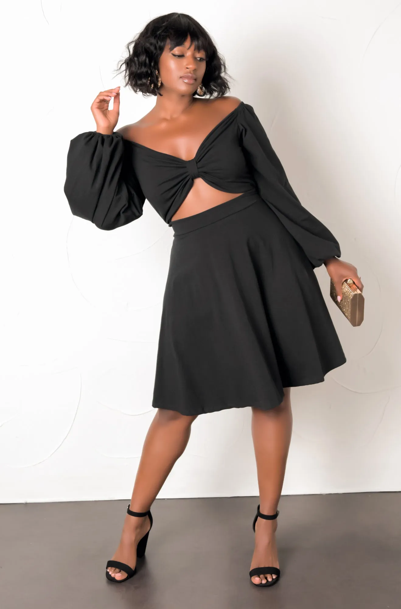 Puff Sleeve Skater Mini Dress sold by Rebdolls product image thumbnail 3