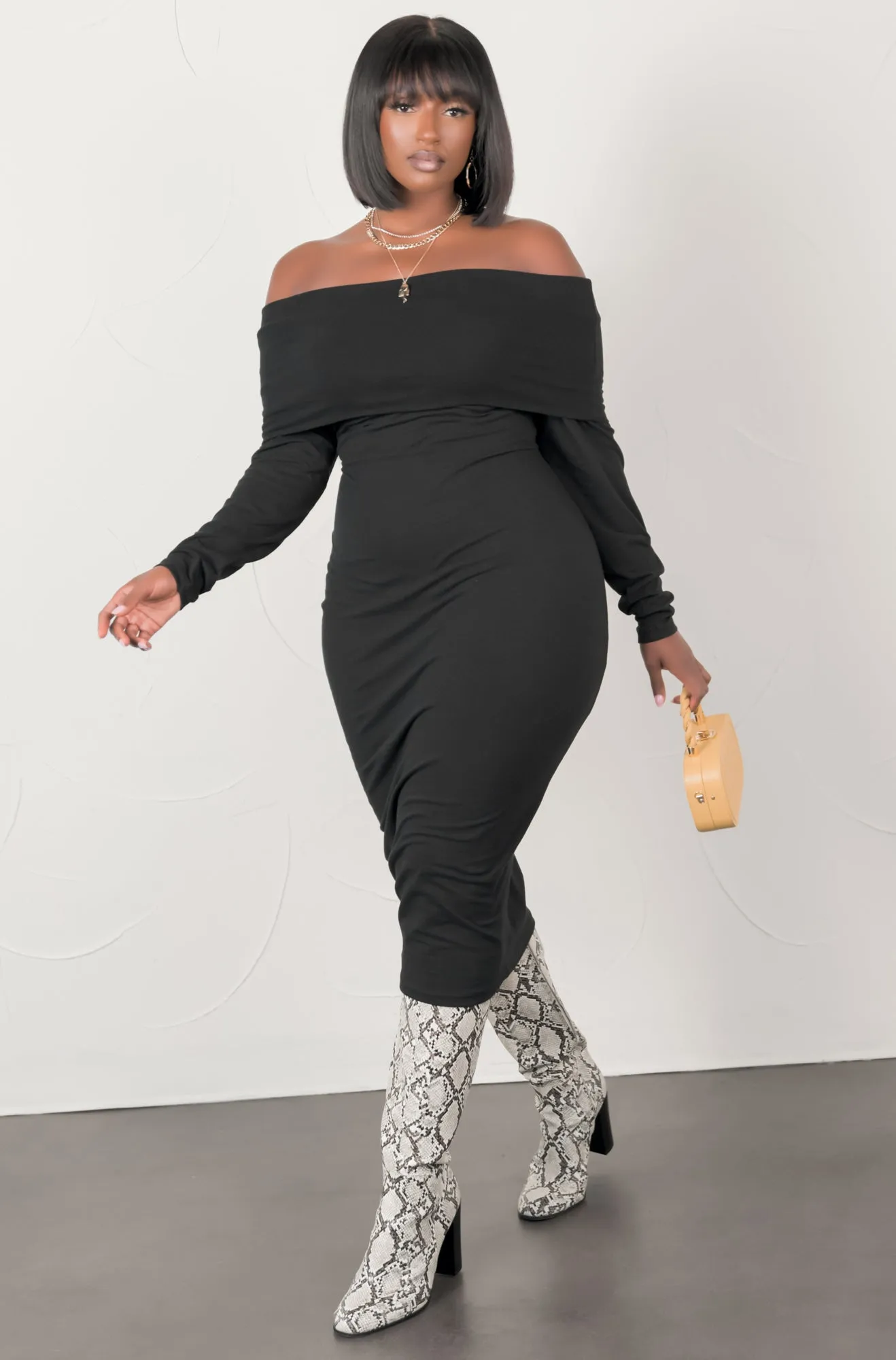 A Staple Piece Over The Shoulder Bodycon Midi Dress sold by Rebdolls product image thumbnail 3