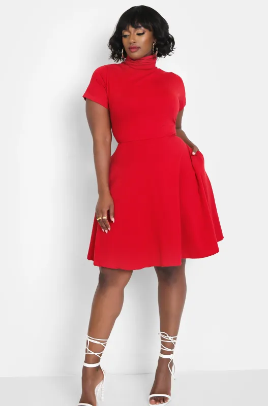 Being Modest Turtleneck Skater Mini Dress w. Pockets sold by Rebdolls