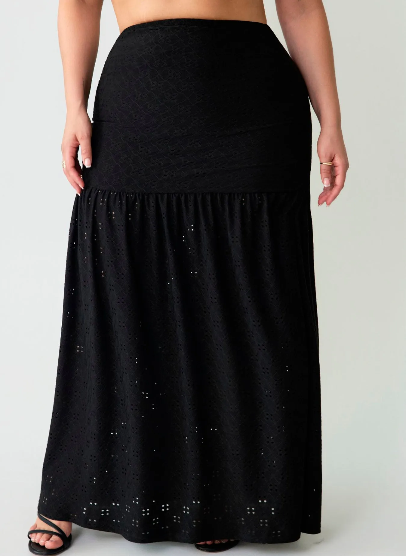 Naomi Eyelet Crop Top & Ruched Skirt Set sold by Rebdolls product image thumbnail 4