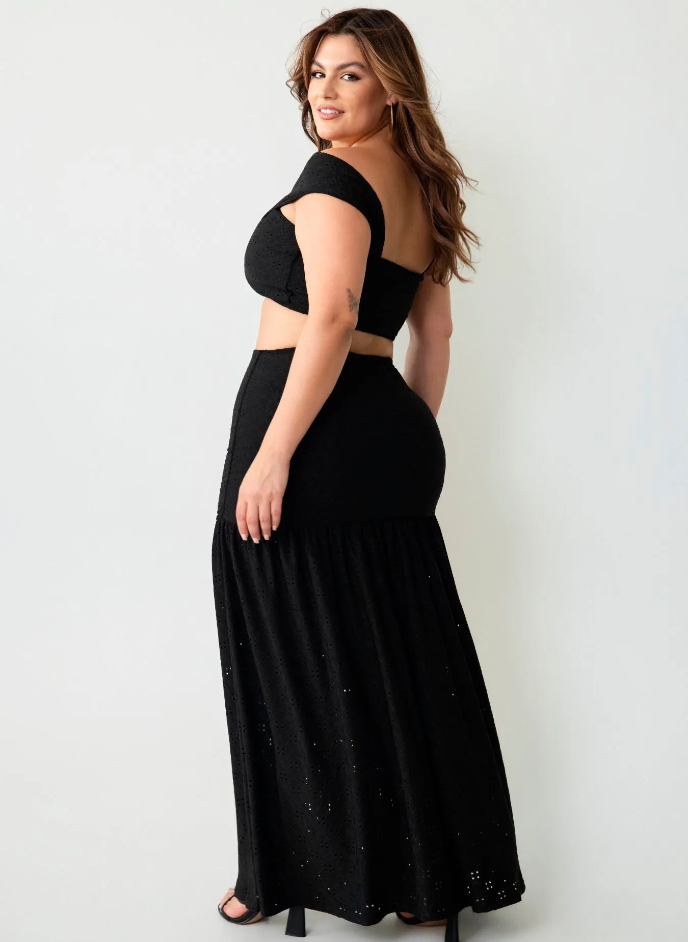 Naomi Eyelet Crop Top & Ruched Skirt Set sold by Rebdolls product image thumbnail 5