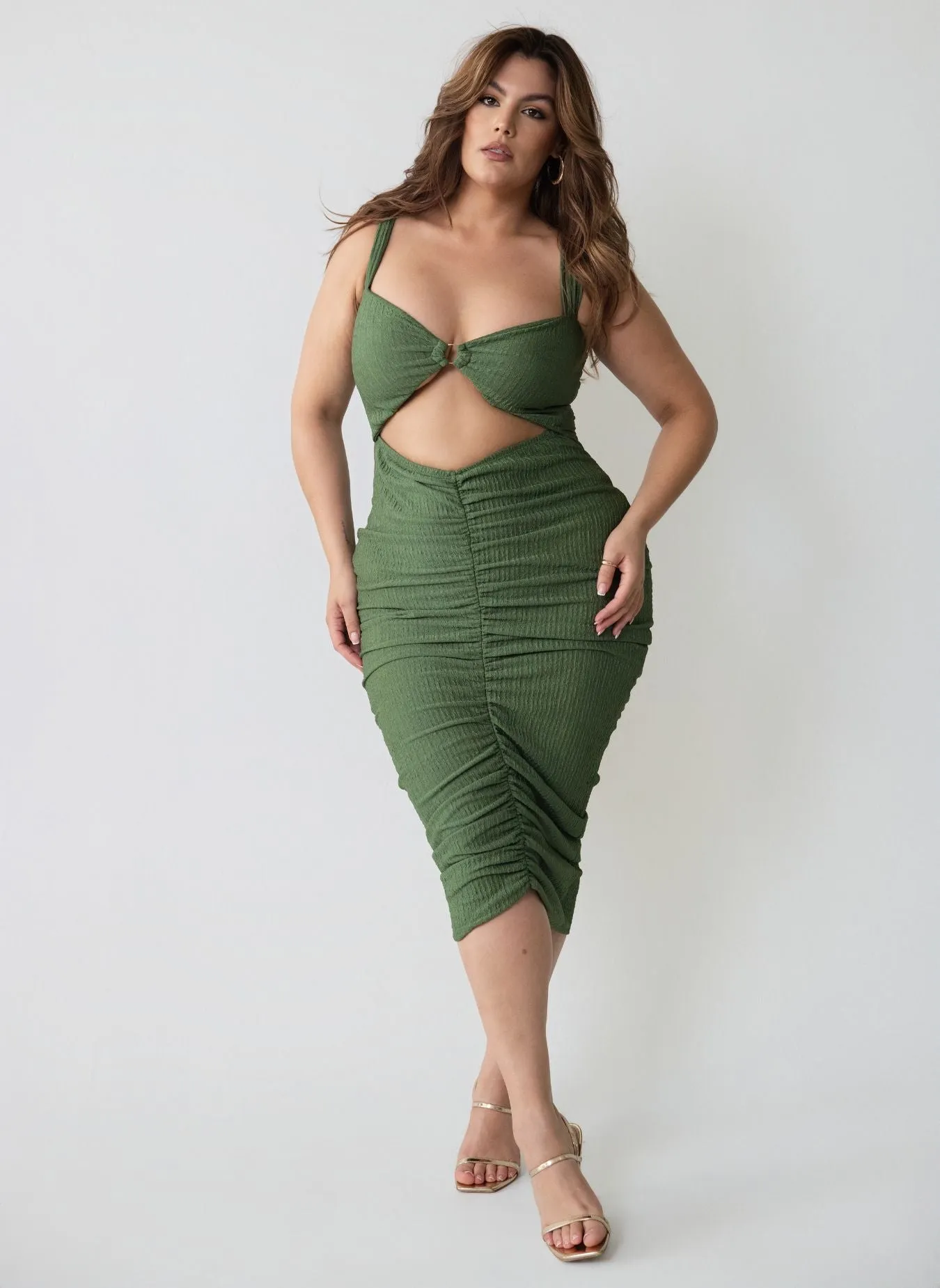 Penelope Ring Detail Ruched Bodycon Dress sold by Rebdolls