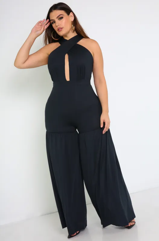 Memories Crossover Ruffled Jumpsuit sold by Rebdolls