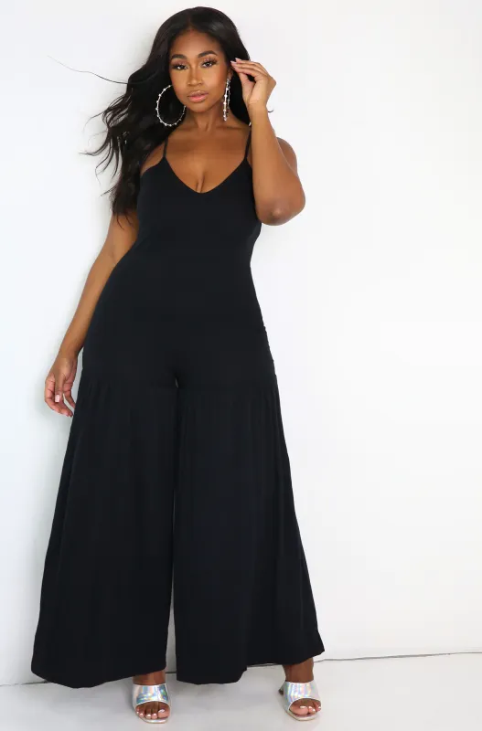 Infamous Flutter Thigh Wide Leg Jumpsuit sold by Rebdolls