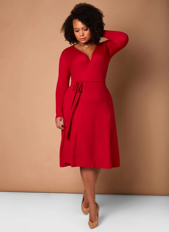 All At Once Wrap Skater Midi Dress - Red sold by Rebdolls