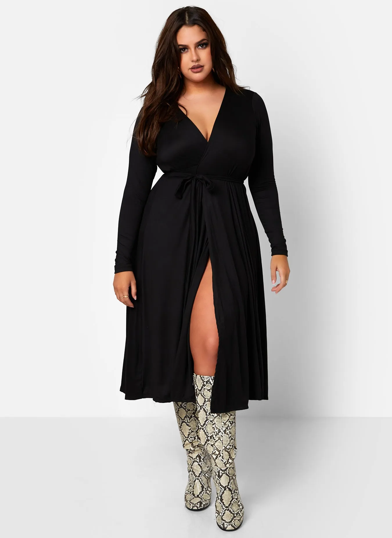 All At Once Wrap Skater Midi Dress - Black sold by Rebdolls product image thumbnail 4