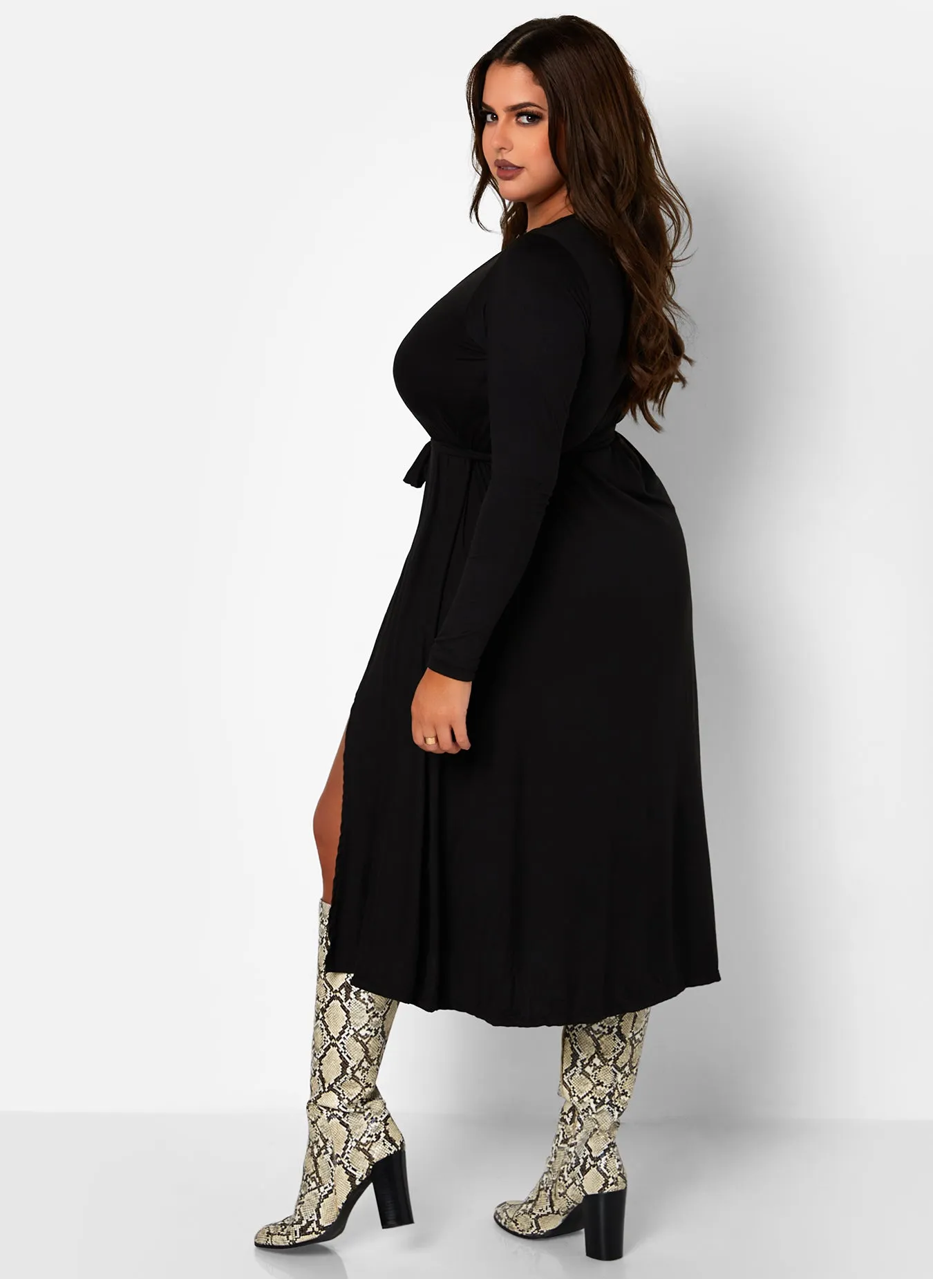 All At Once Wrap Skater Midi Dress - Black sold by Rebdolls product image thumbnail 5