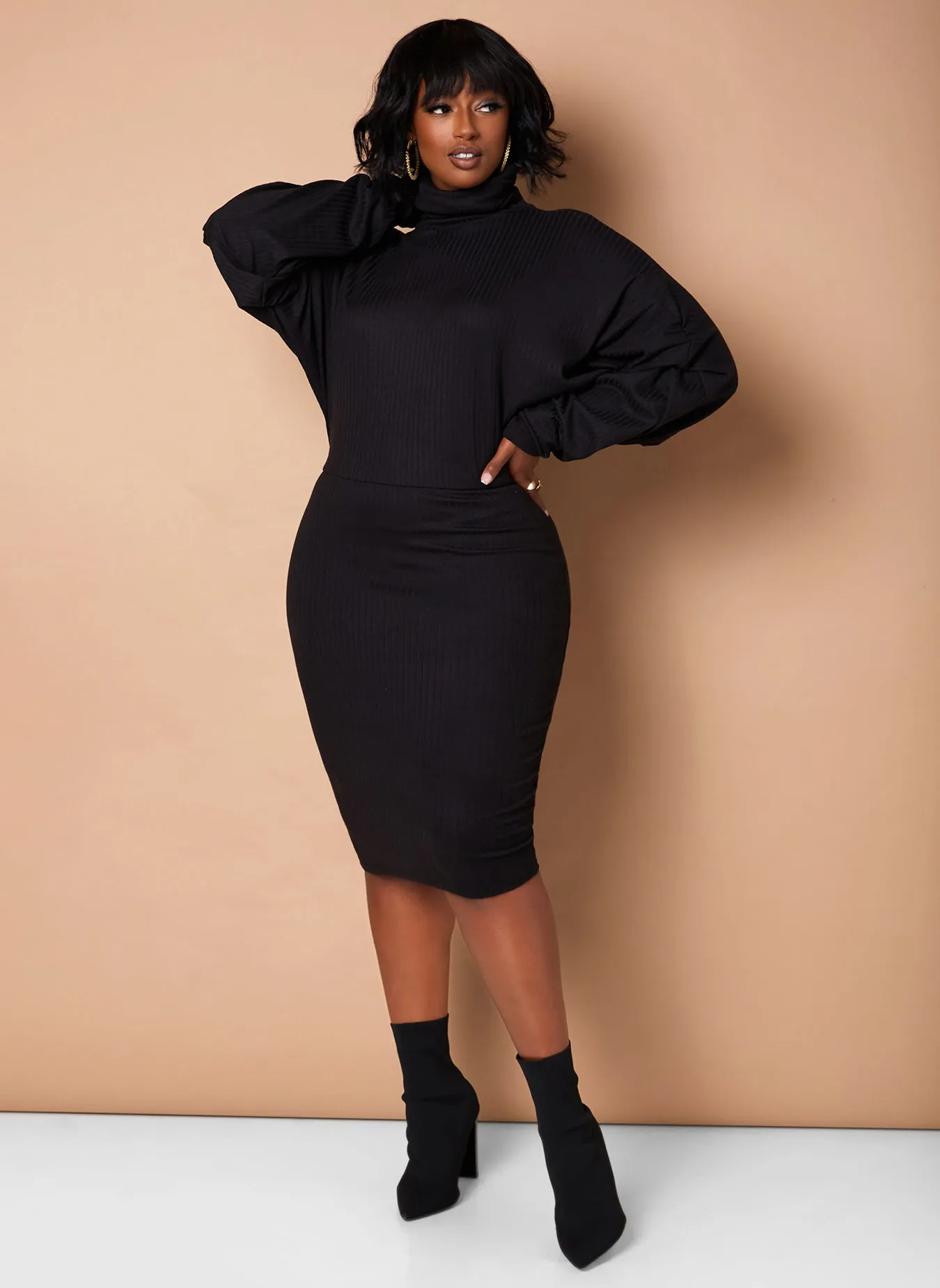 Lose Control Ribbed Oversized Midi Dress sold by Rebdolls product image thumbnail 4